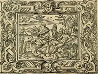 Picture 4 of 181 from Iohan. Posthii Germershemii Tetrasticha in Ovidii Metam. lib. XV. qvibus accesserunt Vergilij Solis figurae elegantiss. & iam primùm in lucem editae = Schoene Figuren auss dem fuertrefflichen Poeten Ouidio, allen Malern, Goldtschmiden, und Bildthauwern, zü nutz unnd gütem mit fleiss gerissen (1563), leaf 23