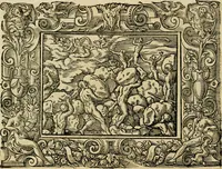 Picture 8 of 181 from Iohan. Posthii Germershemii Tetrasticha in Ovidii Metam. lib. XV. qvibus accesserunt Vergilij Solis figurae elegantiss. & iam primùm in lucem editae = Schoene Figuren auss dem fuertrefflichen Poeten Ouidio, allen Malern, Goldtschmiden, und Bildthauwern, zü nutz unnd gütem mit fleiss gerissen (1563), leaf 27