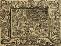 Picture 11 of 181 from Iohan. Posthii Germershemii Tetrasticha in Ovidii Metam. lib. XV. qvibus accesserunt Vergilij Solis figurae elegantiss. & iam primùm in lucem editae = Schoene Figuren auss dem fuertrefflichen Poeten Ouidio, allen Malern, Goldtschmiden, und Bildthauwern, zü nutz unnd gütem mit fleiss gerissen (1563), leaf 30