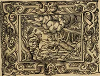 Picture 17 of 181 from Iohan. Posthii Germershemii Tetrasticha in Ovidii Metam. lib. XV. qvibus accesserunt Vergilij Solis figurae elegantiss. & iam primùm in lucem editae = Schoene Figuren auss dem fuertrefflichen Poeten Ouidio, allen Malern, Goldtschmiden, und Bildthauwern, zü nutz unnd gütem mit fleiss gerissen (1563), leaf 36