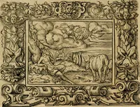 Picture 18 of 181 from Iohan. Posthii Germershemii Tetrasticha in Ovidii Metam. lib. XV. qvibus accesserunt Vergilij Solis figurae elegantiss. & iam primùm in lucem editae = Schoene Figuren auss dem fuertrefflichen Poeten Ouidio, allen Malern, Goldtschmiden, und Bildthauwern, zü nutz unnd gütem mit fleiss gerissen (1563), leaf 37