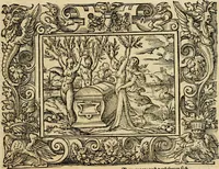Picture 25 of 181 from Iohan. Posthii Germershemii Tetrasticha in Ovidii Metam. lib. XV. qvibus accesserunt Vergilij Solis figurae elegantiss. & iam primùm in lucem editae = Schoene Figuren auss dem fuertrefflichen Poeten Ouidio, allen Malern, Goldtschmiden, und Bildthauwern, zü nutz unnd gütem mit fleiss gerissen (1563), leaf 44