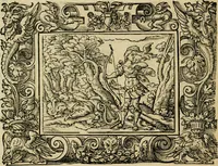 Picture 32 of 181 from Iohan. Posthii Germershemii Tetrasticha in Ovidii Metam. lib. XV. qvibus accesserunt Vergilij Solis figurae elegantiss. & iam primùm in lucem editae = Schoene Figuren auss dem fuertrefflichen Poeten Ouidio, allen Malern, Goldtschmiden, und Bildthauwern, zü nutz unnd gütem mit fleiss gerissen (1563), leaf 51