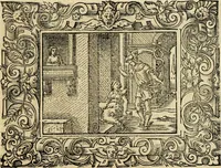 Picture 37 of 181 from Iohan. Posthii Germershemii Tetrasticha in Ovidii Metam. lib. XV. qvibus accesserunt Vergilij Solis figurae elegantiss. & iam primùm in lucem editae = Schoene Figuren auss dem fuertrefflichen Poeten Ouidio, allen Malern, Goldtschmiden, und Bildthauwern, zü nutz unnd gütem mit fleiss gerissen (1563), leaf 56