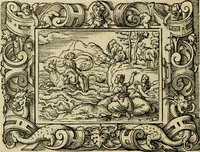 An illustration from Iohan. Posthii Germershemii Tetrasticha in Ovidii Metam. lib. XV. qvibus accesserunt Vergilij Solis figurae elegantiss. & iam primùm in lucem editae = Schoene Figuren auss dem fuertrefflichen Poeten Ouidio, allen Malern, Goldtschmiden, und Bildthauwern, zü nutz unnd gütem mit fleiss gerissen (1563)