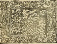 Picture 41 of 181 from Iohan. Posthii Germershemii Tetrasticha in Ovidii Metam. lib. XV. qvibus accesserunt Vergilij Solis figurae elegantiss. & iam primùm in lucem editae = Schoene Figuren auss dem fuertrefflichen Poeten Ouidio, allen Malern, Goldtschmiden, und Bildthauwern, zü nutz unnd gütem mit fleiss gerissen (1563), leaf 60