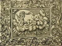 Picture 44 of 181 from Iohan. Posthii Germershemii Tetrasticha in Ovidii Metam. lib. XV. qvibus accesserunt Vergilij Solis figurae elegantiss. & iam primùm in lucem editae = Schoene Figuren auss dem fuertrefflichen Poeten Ouidio, allen Malern, Goldtschmiden, und Bildthauwern, zü nutz unnd gütem mit fleiss gerissen (1563), leaf 63