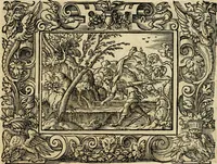 Picture 45 of 181 from Iohan. Posthii Germershemii Tetrasticha in Ovidii Metam. lib. XV. qvibus accesserunt Vergilij Solis figurae elegantiss. & iam primùm in lucem editae = Schoene Figuren auss dem fuertrefflichen Poeten Ouidio, allen Malern, Goldtschmiden, und Bildthauwern, zü nutz unnd gütem mit fleiss gerissen (1563), leaf 64