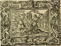 Picture 48 of 181 from Iohan. Posthii Germershemii Tetrasticha in Ovidii Metam. lib. XV. qvibus accesserunt Vergilij Solis figurae elegantiss. & iam primùm in lucem editae = Schoene Figuren auss dem fuertrefflichen Poeten Ouidio, allen Malern, Goldtschmiden, und Bildthauwern, zü nutz unnd gütem mit fleiss gerissen (1563), leaf 67