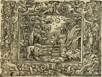 Picture 49 of 181 from Iohan. Posthii Germershemii Tetrasticha in Ovidii Metam. lib. XV. qvibus accesserunt Vergilij Solis figurae elegantiss. & iam primùm in lucem editae = Schoene Figuren auss dem fuertrefflichen Poeten Ouidio, allen Malern, Goldtschmiden, und Bildthauwern, zü nutz unnd gütem mit fleiss gerissen (1563), leaf 68