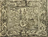 Picture 53 of 181 from Iohan. Posthii Germershemii Tetrasticha in Ovidii Metam. lib. XV. qvibus accesserunt Vergilij Solis figurae elegantiss. & iam primùm in lucem editae = Schoene Figuren auss dem fuertrefflichen Poeten Ouidio, allen Malern, Goldtschmiden, und Bildthauwern, zü nutz unnd gütem mit fleiss gerissen (1563), leaf 72