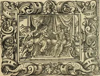 Picture 55 of 181 from Iohan. Posthii Germershemii Tetrasticha in Ovidii Metam. lib. XV. qvibus accesserunt Vergilij Solis figurae elegantiss. & iam primùm in lucem editae = Schoene Figuren auss dem fuertrefflichen Poeten Ouidio, allen Malern, Goldtschmiden, und Bildthauwern, zü nutz unnd gütem mit fleiss gerissen (1563), leaf 74