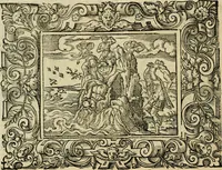 Picture 56 of 181 from Iohan. Posthii Germershemii Tetrasticha in Ovidii Metam. lib. XV. qvibus accesserunt Vergilij Solis figurae elegantiss. & iam primùm in lucem editae = Schoene Figuren auss dem fuertrefflichen Poeten Ouidio, allen Malern, Goldtschmiden, und Bildthauwern, zü nutz unnd gütem mit fleiss gerissen (1563), leaf 75