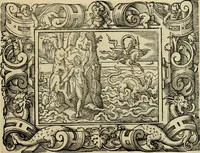 Picture 59 of 181 from Iohan. Posthii Germershemii Tetrasticha in Ovidii Metam. lib. XV. qvibus accesserunt Vergilij Solis figurae elegantiss. & iam primùm in lucem editae = Schoene Figuren auss dem fuertrefflichen Poeten Ouidio, allen Malern, Goldtschmiden, und Bildthauwern, zü nutz unnd gütem mit fleiss gerissen (1563), leaf 78