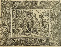 Picture 63 of 181 from Iohan. Posthii Germershemii Tetrasticha in Ovidii Metam. lib. XV. qvibus accesserunt Vergilij Solis figurae elegantiss. & iam primùm in lucem editae = Schoene Figuren auss dem fuertrefflichen Poeten Ouidio, allen Malern, Goldtschmiden, und Bildthauwern, zü nutz unnd gütem mit fleiss gerissen (1563), leaf 82