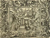 An illustration from Iohan. Posthii Germershemii Tetrasticha in Ovidii Metam. lib. XV. qvibus accesserunt Vergilij Solis figurae elegantiss. & iam primùm in lucem editae = Schoene Figuren auss dem fuertrefflichen Poeten Ouidio, allen Malern, Goldtschmiden, und Bildthauwern, zü nutz unnd gütem mit fleiss gerissen (1563)