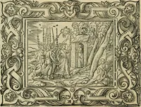 Picture 76 of 181 from Iohan. Posthii Germershemii Tetrasticha in Ovidii Metam. lib. XV. qvibus accesserunt Vergilij Solis figurae elegantiss. & iam primùm in lucem editae = Schoene Figuren auss dem fuertrefflichen Poeten Ouidio, allen Malern, Goldtschmiden, und Bildthauwern, zü nutz unnd gütem mit fleiss gerissen (1563), leaf 95