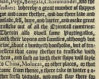 An illustration from Iohn Huighen van Linschoten his Discours of voyages into ye Easte & West Indies : deuided into foure bookes (1598)