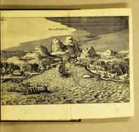 An illustration from Iournael ofte Beschrijvinghe van de wonderlijcke reyse, gedaen door Willem Cornelisz. Schouten van Hoorn, in de jaren 1615. 1616. en 1617. : Hoe hy bezuyden de Straet van Magellanes een nieuwe passagie ofte strate, tot inde groote Zuyd-zee, ontdeckt, ende voort den geheelen aerdt-kloot omgezeylt heeft. Wat eylanden, vreemde volcken en wonderlijcke avontueren hem ontmoet zijn (1648)