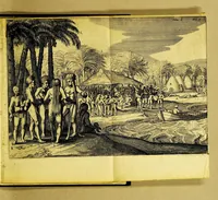 An illustration from Iournael ofte Beschrijvinghe van de wonderlijcke reyse, gedaen door Willem Cornelisz. Schouten van Hoorn, in de jaren 1615. 1616. en 1617. : Hoe hy bezuyden de Straet van Magellanes een nieuwe passagie ofte strate, tot inde groote Zuyd-zee, ontdeckt, ende voort den geheelen aerdt-kloot omgezeylt heeft. Wat eylanden, vreemde volcken en wonderlijcke avontueren hem ontmoet zijn (1648)
