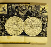 An illustration from Iournael ofte Beschrijvinghe van de wonderlijcke reyse, gedaen door Willem Cornelisz. Schouten van Hoorn, in de jaren 1615. 1616. en 1617. : Hoe hy bezuyden de Straet van Magellanes een nieuwe passagie ofte strate, tot inde groote Zuyd-zee, ontdeckt, ende voort den geheelen aerdt-kloot omgezeylt heeft. Wat eylanden, vreemde volcken en wonderlijcke avontueren hem ontmoet zijn (1648)