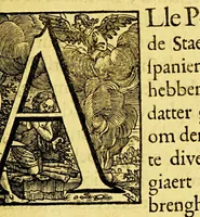 An illustration from Iournael vande Nassausche vloot, : ofte beschryvingh vande voyagie om den gantschen aerd-kloot, ghedaen met elf schepen: onder't beleydt van den Admirael Jaques L'Heremite, ende Vice-Admirael Gheen Huygen Schapenham, in de jaren 1623, 1624, 1625, en 1626. : Wy hebben hier noch achter by gevoeght een beschryvinghe vande regeringe van Peru, door Pedro de Madriga gebooren tot Lima. Als mede een verhael van Pedro Fernandez de Quir, aengaende de ontdeckinge van 't onbekent Australia . (1643)