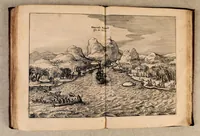 An illustration from Iournal ou description du merveilleux voyage de Guilliaume Schouten, Hollandois natif de Hoorn, : fait es années 1615, 1616 & 1617. Comme (en circumnavigeant le globe terrestre) il a decouvert vers le zud du destroit de Magellan un nouveau passage, jusques à la grand mer de Zud. Ensemble, des avantures admirables qui luy sont advenues en descouvrant de plusieurs isles, & peuples estranges. (1618)