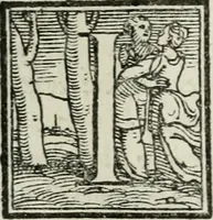 An illustration from I piacevoli et ingeniosi discorsi in piv lettere compresi, e ne la lingua antica uolgari dechiariti. Nei qvali si contengono varii cherebizzi, e fantastiche fantasi philosophiche in varie materie, pur sempre à le uertù accostate (1557)