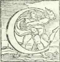 An illustration from I piacevoli et ingeniosi discorsi in piv lettere compresi, e ne la lingua antica uolgari dechiariti. Nei qvali si contengono varii cherebizzi, e fantastiche fantasi philosophiche in varie materie, pur sempre à le uertù accostate (1557)