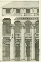 An illustration from I quattro libri dell'architettura di Andrea Palladio : ne quali dopo un breve trattato de' cinque ordini, e di quelli avvertimenti, che sono più necessarj nel fabbricare : si tratta delle case private, delle vie, dei ponti, delle piazze, dei xisti, e dei tempj (1790)