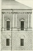 An illustration from I quattro libri dell'architettura di Andrea Palladio : ne quali dopo un breve trattato de' cinque ordini, e di quelli avvertimenti, che sono più necessarj nel fabbricare : si tratta delle case private, delle vie, dei ponti, delle piazze, dei xisti, e dei tempj (1790)