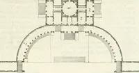 An illustration from I quattro libri dell'architettura di Andrea Palladio : ne quali dopo un breve trattato de' cinque ordini, e di quelli avvertimenti, che sono più necessarj nel fabbricare : si tratta delle case private, delle vie, dei ponti, delle piazze, dei xisti, e dei tempj (1790)