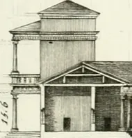 An illustration from I quattro libri dell'architettura di Andrea Palladio : ne quali dopo un breve trattato de' cinque ordini, e di quelli avvertimenti, che sono più necessarj nel fabbricare : si tratta delle case private, delle vie, dei ponti, delle piazze, dei xisti, e dei tempj (1790)