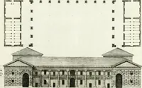 An illustration from I quattro libri dell'architettura di Andrea Palladio : ne quali dopo un breve trattato de' cinque ordini, e di quelli avvertimenti, che sono più necessarj nel fabbricare : si tratta delle case private, delle vie, dei ponti, delle piazze, dei xisti, e dei tempj (1790)