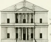 An illustration from I quattro libri dell'architettura di Andrea Palladio : ne quali dopo un breve trattato de' cinque ordini, e di quelli avvertimenti, che sono più necessarj nel fabbricare : si tratta delle case private, delle vie, dei ponti, delle piazze, dei xisti, e dei tempj (1790)
