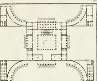 An illustration from I quattro libri dell'architettura di Andrea Palladio : ne quali dopo un breve trattato de' cinque ordini, e di quelli avvertimenti, che sono più necessarj nel fabbricare : si tratta delle case private, delle vie, dei ponti, delle piazze, dei xisti, e dei tempj (1790)
