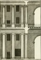 An illustration from I quattro libri dell'architettura di Andrea Palladio : ne quali dopo un breve trattato de' cinque ordini, e di quelli avvertimenti, che sono più necessarj nel fabbricare : si tratta delle case private, delle vie, dei ponti, delle piazze, dei xisti, e dei tempj (1790)