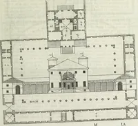 An illustration from I qvattro libri dell'architettvra di Andrea Palladio : ne' quali, dopo un breue trattato de' cinque ordini, & di quelli auertimenti, che sono piu necessarii nel fabricare; si tratta delle case private, delle vie, de i ponti, delle piazze, de i xisti, et de' tempij (1771)