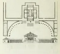 An illustration from I qvattro libri dell'architettvra di Andrea Palladio : ne' quali, dopo un breue trattato de' cinque ordini, & di quelli auertimenti, che sono piu necessarii nel fabricare; si tratta delle case private, delle vie, de i ponti, delle piazze, de i xisti, et de' tempij (1771)