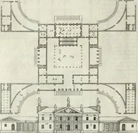 An illustration from I qvattro libri dell'architettvra di Andrea Palladio : ne' quali, dopo un breue trattato de' cinque ordini, & di quelli auertimenti, che sono piu necessarii nel fabricare; si tratta delle case private, delle vie, de i ponti, delle piazze, de i xisti, et de' tempij (1771)