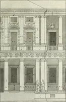 An illustration from I qvattro libri dell'architettvra di Andrea Palladio : ne' quali, dopo un breue trattato de' cinque ordini, & di quelli auertimenti, che sono piu necessarii nel fabricare; si tratta delle case private, delle vie, de i ponti, delle piazze, de i xisti, et de' tempij (1771)