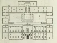 An illustration from I qvattro libri dell'architettvra di Andrea Palladio : ne' quali, dopo un breue trattato de' cinque ordini, & di quelli auertimenti, che sono piu necessarii nel fabricare; si tratta delle case private, delle vie, de i ponti, delle piazze, de i xisti, et de' tempij (1771)