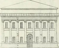 An illustration from I qvattro libri dell'architettvra di Andrea Palladio : ne' quali, dopo un breue trattato de' cinque ordini, & di quelli auertimenti, che sono piu necessarii nel fabricare; si tratta delle case private, delle vie, de i ponti, delle piazze, de i xisti, et de' tempij (1771)