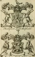 An illustration from The Irish compendium; or, Rudiments of honour. Containing the descents, marriages, issue, titles, posts, and seats of all the nobility of Ireland; with their arms, crests, supporters, mottos and Parliament robes ... Also a supplement, shewing the antiquity, dignity, and use of armories .. (1745)