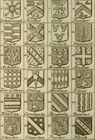 An illustration from The Irish compendium; or, Rudiments of honour. Containing the descents, marriages, issue, titles, posts, and seats of all the nobility of Ireland; with their arms, crests, supporters, mottos and Parliament robes ... Also a supplement, shewing the antiquity, dignity, and use of armories .. (1745)