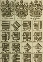 An illustration from The Irish compendium; or, Rudiments of honour. Containing the descents, marriages, issue, titles, posts, and seats of all the nobility of Ireland; with their arms, crests, supporters, mottos and Parliament robes ... Also a supplement, shewing the antiquity, dignity, and use of armories .. (1745)
