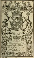 An illustration from The Irish compendium; or, Rudiments of honour. Containing the descents, marriages, issue, titles, posts, and seats of all the nobility of Ireland; with their arms, crests, supporters, mottos and Parliament robes ... Also a supplement, shewing the antiquity, dignity, and use of armories .. (1745)