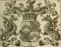 An illustration from The Irish compendium; or, Rudiments of honour. Containing the descents, marriages, issue, titles, posts, and seats of all the nobility of Ireland; with their arms, crests, supporters, mottos and Parliament robes ... Also a supplement, shewing the antiquity, dignity, and use of armories .. (1745)