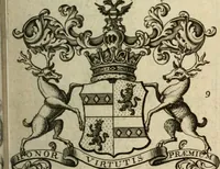 An illustration from The Irish compendium; or, Rudiments of honour. Containing the descents, marriages, issue, titles, posts, and seats of all the nobility of Ireland; with their arms, crests, supporters, mottos and Parliament robes ... Also a supplement, shewing the antiquity, dignity, and use of armories .. (1745)