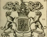 An illustration from The Irish compendium; or, Rudiments of honour. Containing the descents, marriages, issue, titles, posts, and seats of all the nobility of Ireland; with their arms, crests, supporters, mottos and Parliament robes ... Also a supplement, shewing the antiquity, dignity, and use of armories .. (1745)